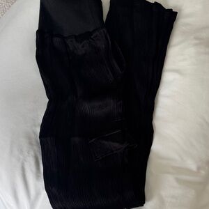 bobi Black Pleated Wide-Leg Pants